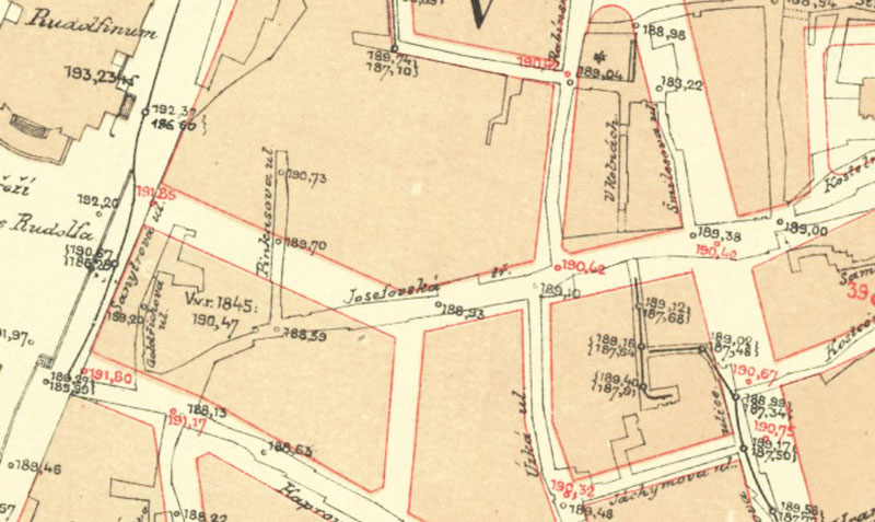 1889年地图显示部分PragueJewish聚居