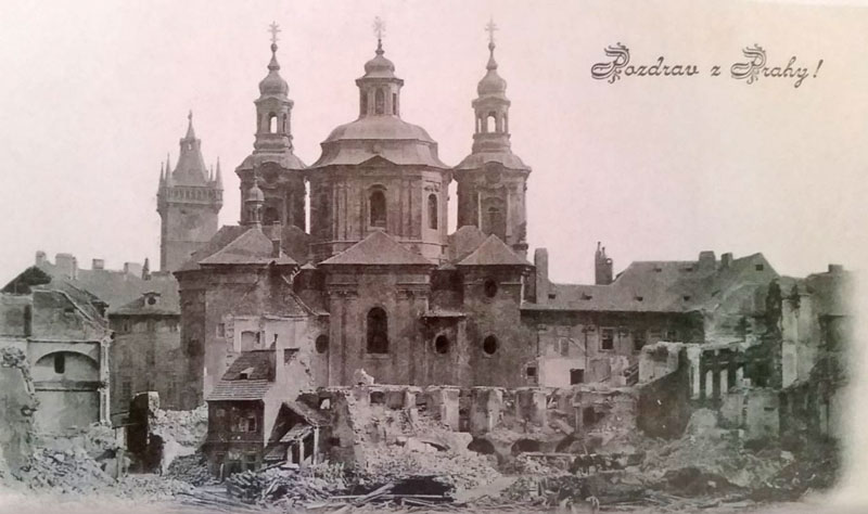 明信片图片显示一些prange犹太聚居区毁灭