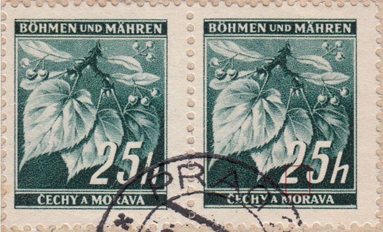 二次占领期间发行czechoslovakian印章并装饰林树分支